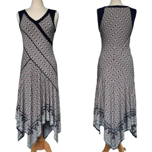Jones New York Patterned Dress – Handkerchief Hemline, Worn Once - Picture 1 of 5